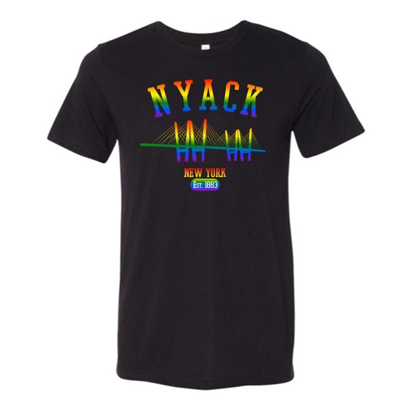 NYACK GAY PRIDE SHORT SLEEVE TEE SHIRT - SOLID BLACK